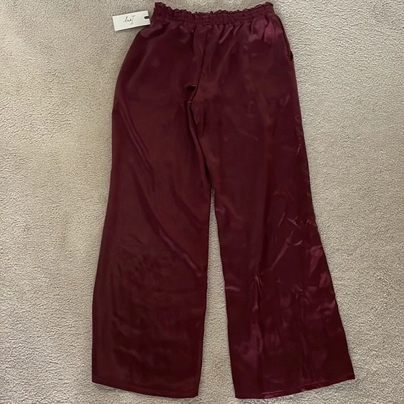 IVY Smocked Waist Satin Pull-On Wide Leg Pant with Pockets, sz S - Picture 7 of 14